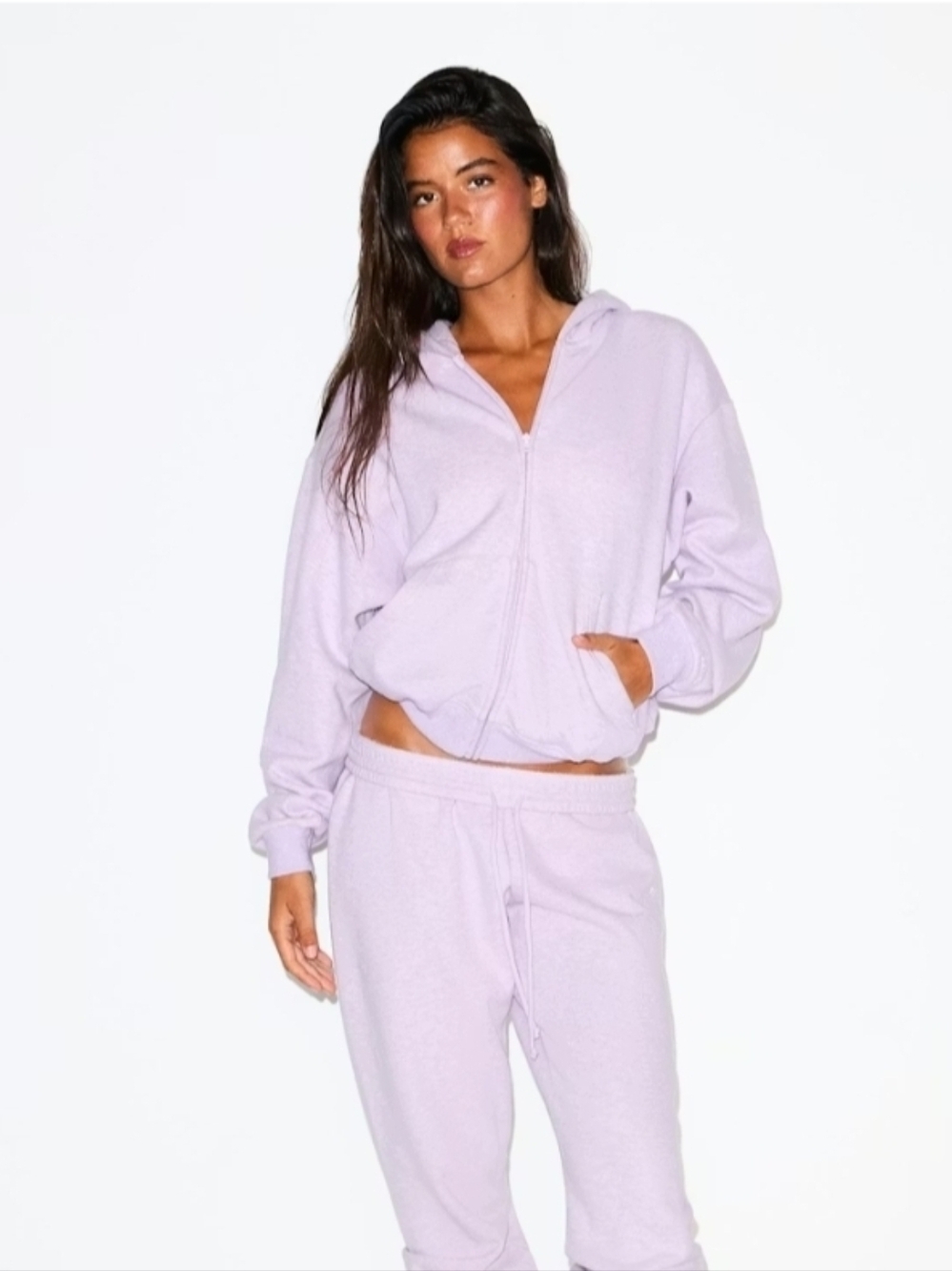 SKIMS NWOT Purple Heather Zip Hoodie Size SM